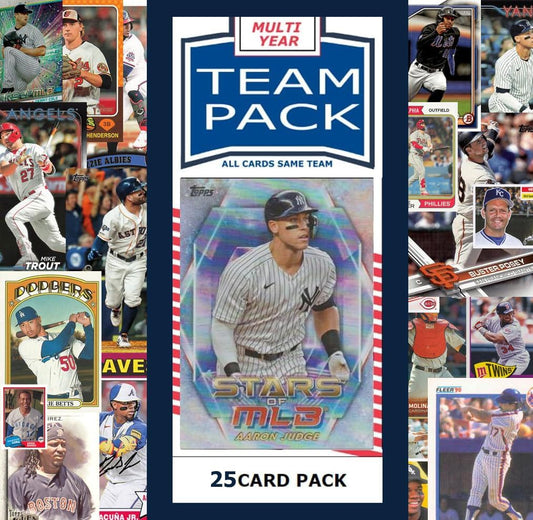 25 Card Multiyear Team Pack Yankees Aaron Judge 2024-2022 Topps Stadium Club Archives Chrome Heritage Baseball Collectible Card Pack
