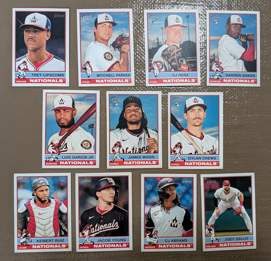 2025 Topps Heritage Washington Nationals Baseball Card Team Set - Dylan Crews Rookie Card James Wood RC CJ Abrams - 11 Cards - DJ Herz Trey Lipscomb