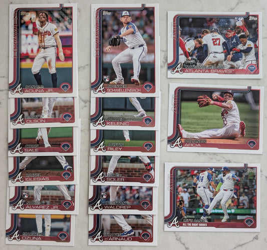 2025 Topps Series 1 Baseball Team Set 15 Cards Atlanta Braves Ronald Acuna Jr Olson