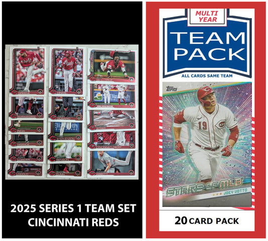 2024 Baseball Team Pack Reds 20 Card Pack Joey Votto + 2025 Topps Series 1 Team Set Elly De La Cruz