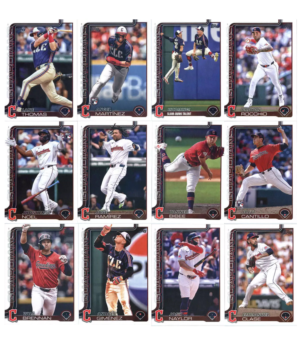2025 Topps Series 1 Baseball Team Set 12 Cards Cleveland Guardians Jose Ramirez Noel RC