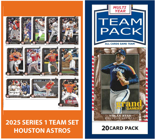 2024 Baseball Team Pack Astros 20 Card Pack Nolan Ryan + 2025 Topps Series 1 Team Set - Yordan Alvarez