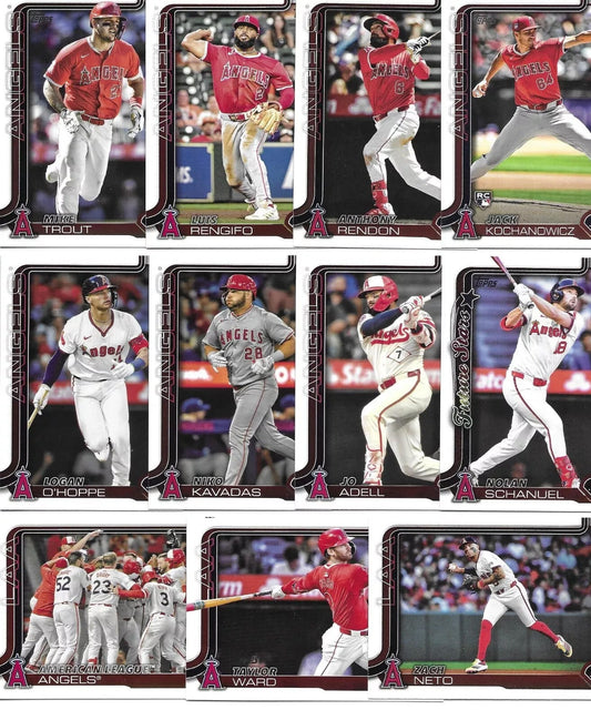2025 Topps Series 1 Baseball Team Set 11 Cards Los Angeles Angels Schanuel Mike Trout