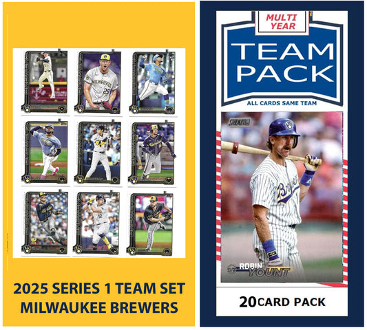 2024 Baseball Team Pack  20 Card Pack Robin Yount + 2025 Topps Series 1 Team Set - Brewers