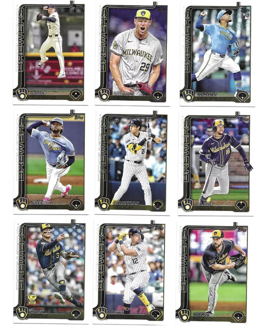 2025 Topps Series 1 Baseball Team Set 9 Cards Milwaukee Brewers Christian Yelich