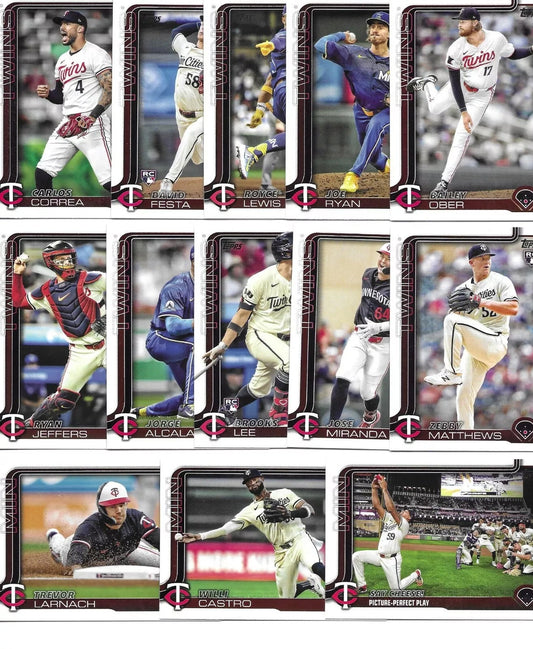 2025 Topps Series 1 Baseball Team Set 13 Cards Minnesota Twins Brooks Lee RC