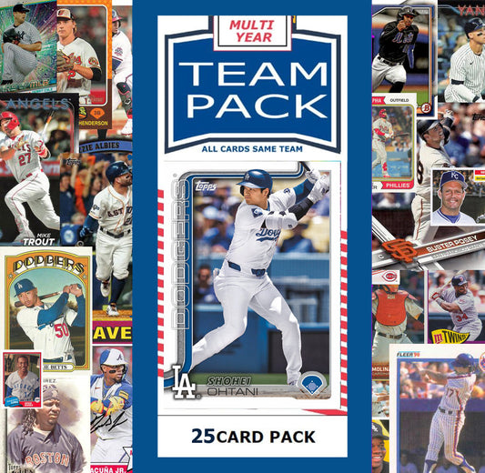 25 Card Multiyear Team Pack LA Dodgers Shohei Ohtani 2024 2023 2025 Topps Stadium Club Archives Chrome Heritage Bowman