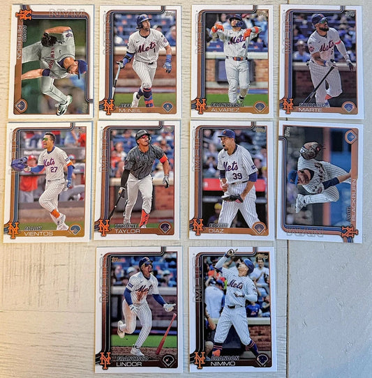 2025 Topps Series 1 Baseball Team Set 10 Cards New York Mets Francisco Lindor