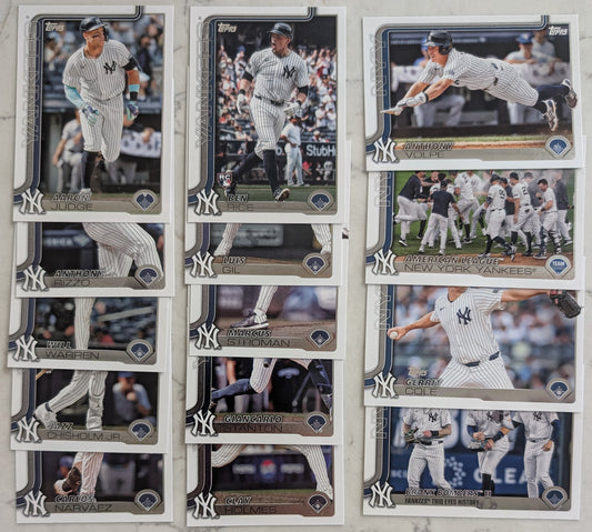 2025 Topps Series 1 Baseball Team Set 14 Cards New York Yankees Aaron Judge Jazz