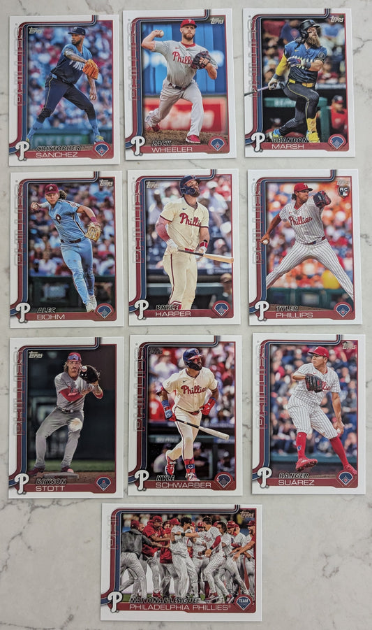 2025 Topps Series 1 Baseball Team Set 10 Cards Philadelphia Phillies Bryce Harper