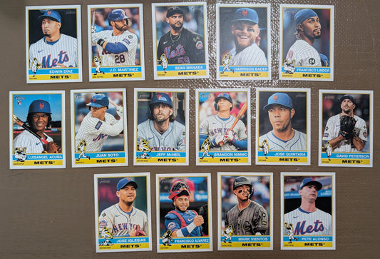 2025 Topps Heritage Baseball Team Set 15 Cards New York Mets Francisco Lindor Alonso