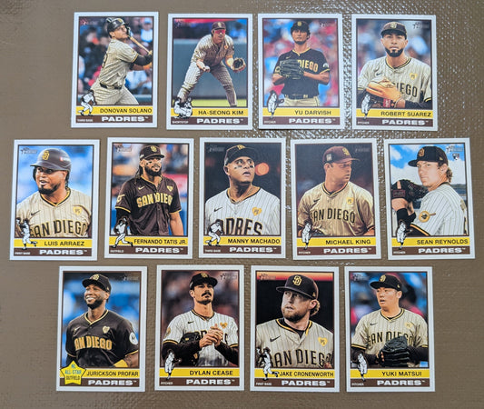 2025 Topps Heritage Baseball Team Set 13 Cards San Diego Padres Tatis Machado Darvish