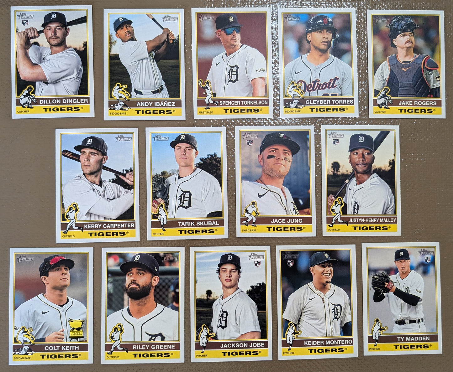 2025 Topps Heritage Baseball Team Set 14 Cards Detroit Tigers Skubal Dingler RC