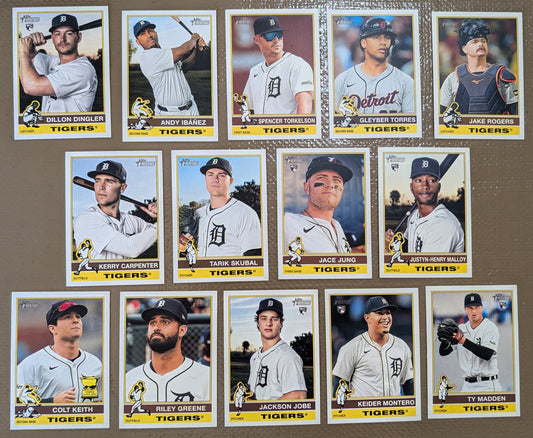2025 Topps Heritage Baseball Team Set 14 Cards Detroit Tigers Skubal Dingler RC