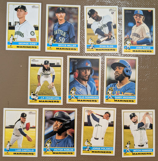 2025 Topps Heritage Baseball Team Set 11 Cards Seattle Mariners Julio Rodriguez Arozarena
