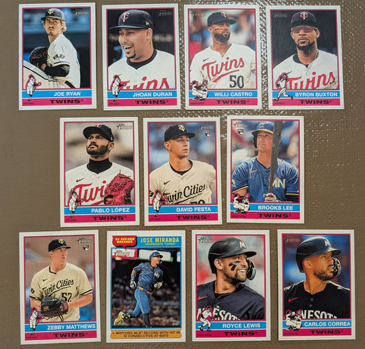 2025 Topps Heritage Baseball Team Set 11 Cards Minnesota Twins Brooks Lee RC