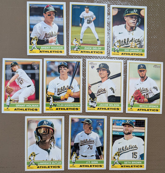 2025 Topps Heritage Baseball Team Set 10 Cards Athletics Soderstrom Jacob Wilson RC