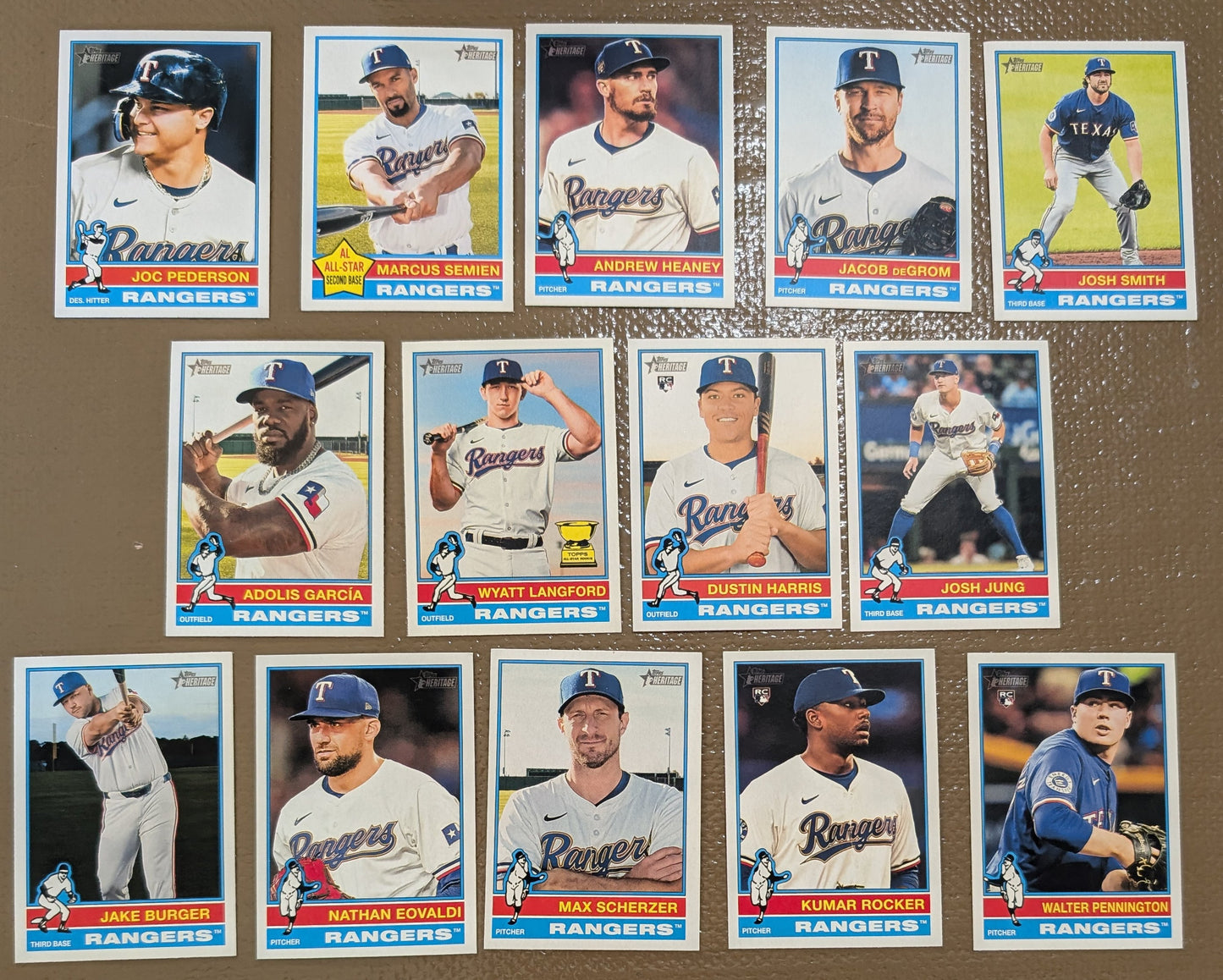 2025 Topps Heritage Baseball Team Set 14 Cards Texas Rangers Jung Garcia