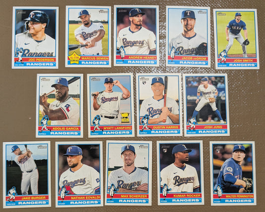 2025 Topps Heritage Baseball Team Set 14 Cards Texas Rangers Jung Garcia