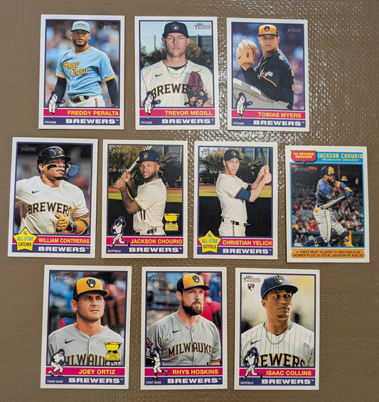 2025 Topps Heritage Baseball Team Set 10 Cards Milwaukee Brewers Chourio Yelich