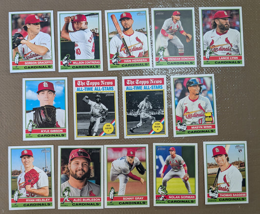 2025 Topps Heritage Baseball Team Set 14 Cards St Louis Cardinals Masyn Winn Musial Bob Gibson