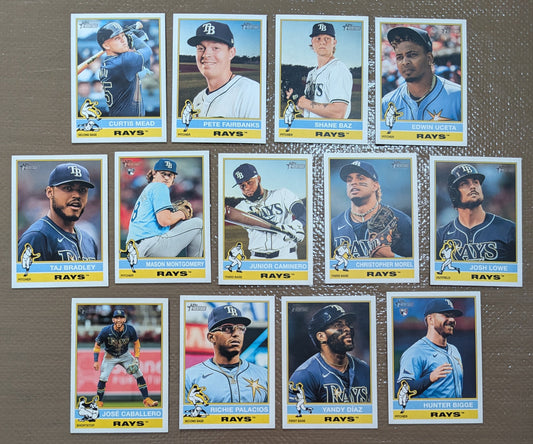 2025 Topps Heritage Baseball Team Set 13 Cards Tampa Bay Rays Junior Caminero Morel