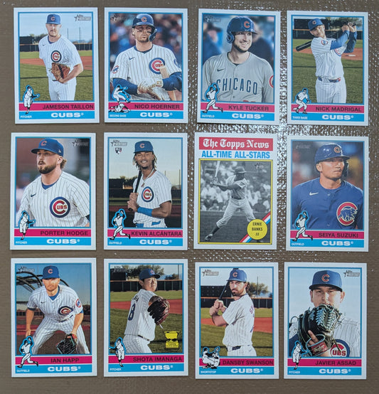 2025 Topps Heritage Baseball Team Set 12 Cards Chicago Cubs Ernie Banks Tucker imanaga
