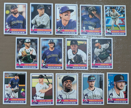 2025 Topps Heritage Baseball Team Set 14 Cards Colorado Rockies Tovar Doyle Amador