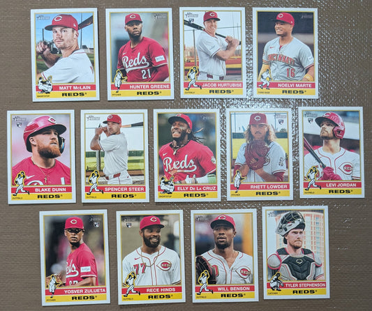 2025 Topps Heritage Baseball Team Set 13 Cards Cincinnati Reds Elly De La Cruz