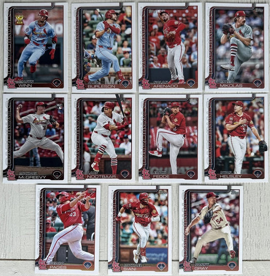 2025 Topps Series 1 Baseball Team Set 11 Cards St Louis Cardinals Masyn Winn