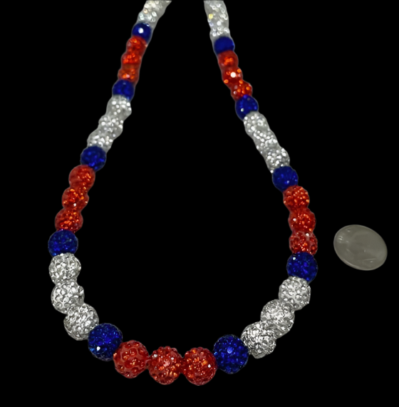 J5 All-Star Collection Baseball Necklace – 17” Bling Elastic Chain | Murica, Frostbite & Inferno Color Combos - Johnny 5 Clothing
