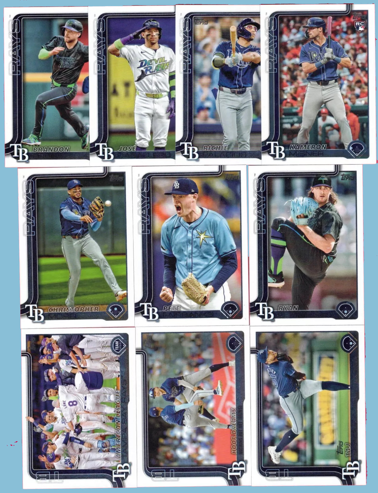 2025 Topps Series 1 Baseball Team Set 10 Cards Tampa Bay Rays Christopher Morel