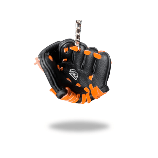 Mini Glove Keychain Black with Orange Laces