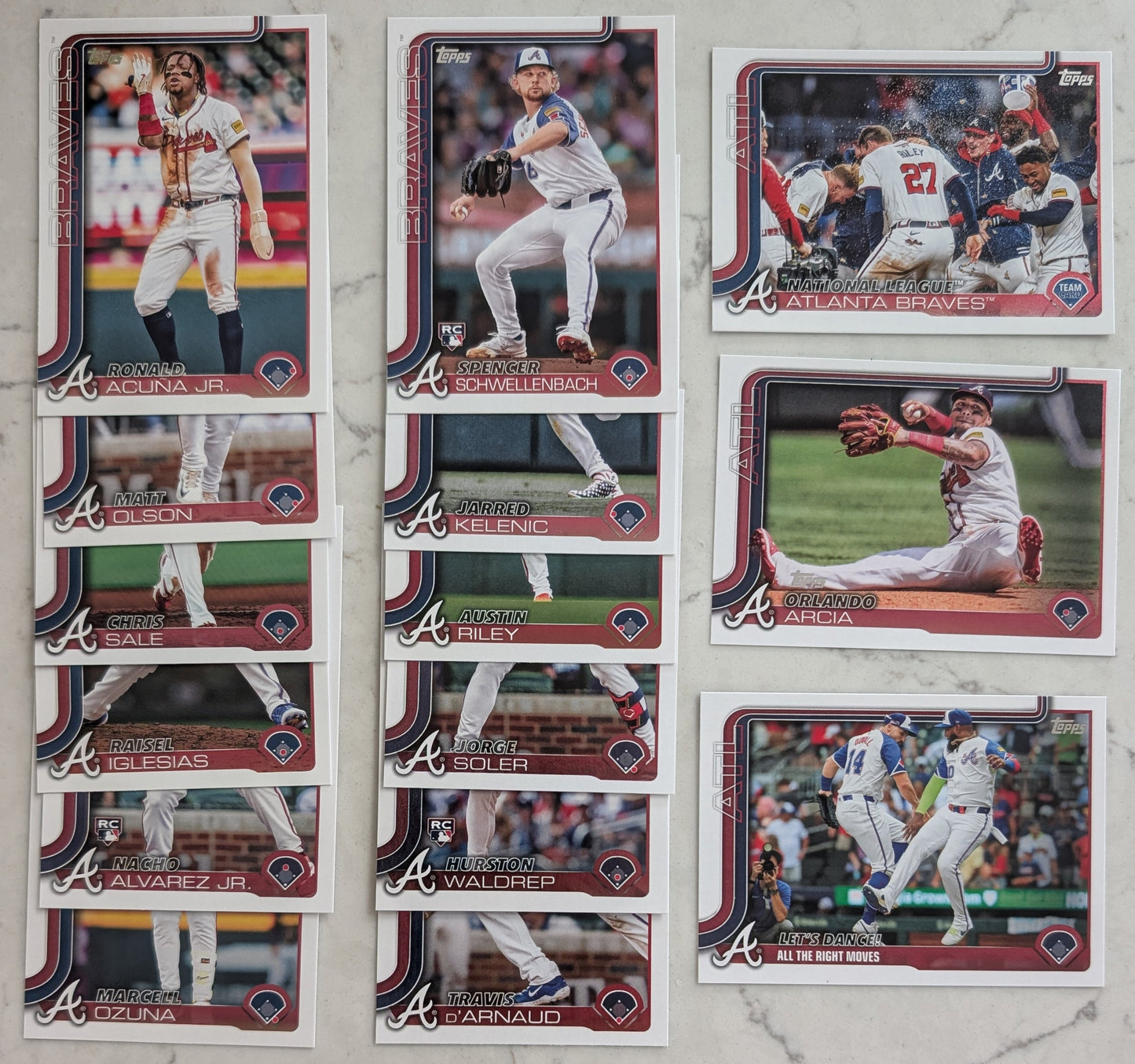 2024 Baseball Team Pack Braves 20 Card Pack Chipper Jones + 2025 Topps Series 1 Team Set - Acuna