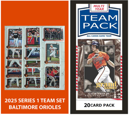 2024 Baseball Team Pack Orioles 20 Card Pack Ripken + 2025 Topps Series 1 Team Set