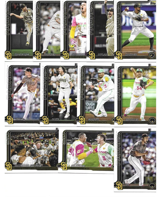 2025 Topps Series 1 Baseball Team Set 12 Cards San Diego Padres Jackson Merrill Machado