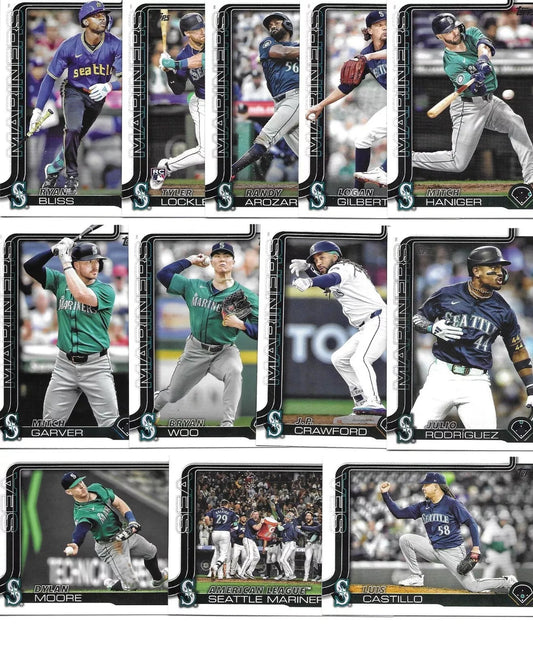 2025 Topps Series 1 Baseball Team Set 12 Cards Seattle Mariners Julio Rodriguez Woo