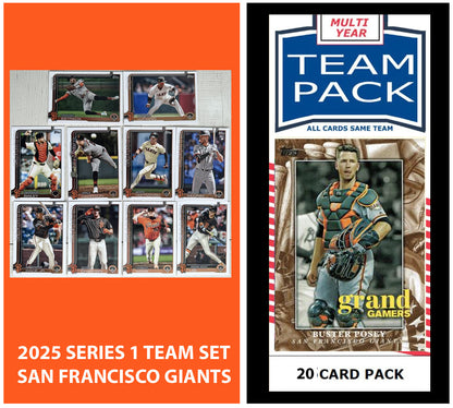 2024 Baseball Team Pack Giants 20 Card Pack Buster Posey + 2025 Topps Series 1 Team Set Jung Hoo Lee Luciano