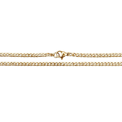 3mm Cuban Link Chain Necklace - 14K Gold Plated Stainless Steel